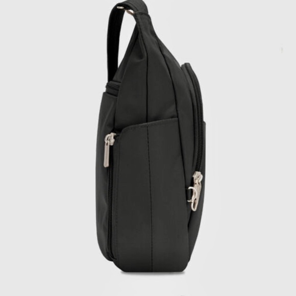 NWT TRAVELON Anti-Theft Classic Crossbody Bucket Black Bag - Picture 3 of 10